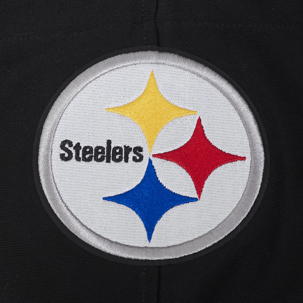 NFL PITTSBURGH STEELERS SCRIPT TAIL MEN'S RIB FLC PO HOODIE (BLACK/YELLOW)