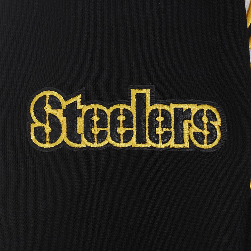 NFL PITTSBURGH STEELERS SCRIPT TAIL MEN'S RIB FLC PO HOODIE (BLACK/YELLOW)
