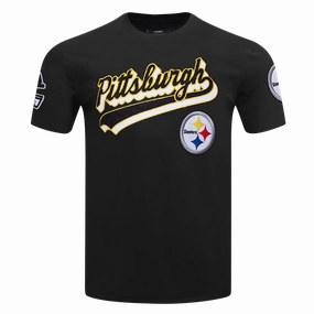 NFL PITTSBURGH STEELERS SCRIPT TAIL MEN'S SJ TEE (BLACK)