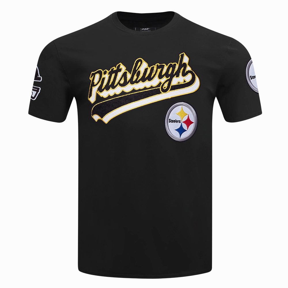 NFL PITTSBURGH STEELERS SCRIPT TAIL MEN'S SJ TEE (BLACK)