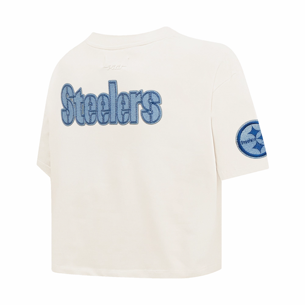 NFL PITTSBURGH STEELERS VARSITY BLUES WOMEN'S BOXY TEE (LINEN)