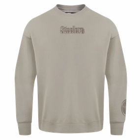 NFL PITTSBURGH STEELERS WINGSPAN MEN'S DROP SHOULDER FLEECE CREWNECK (TAUPE)