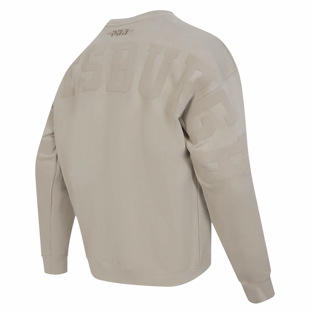 NFL PITTSBURGH STEELERS WINGSPAN MEN'S DROP SHOULDER FLEECE CREWNECK (TAUPE)