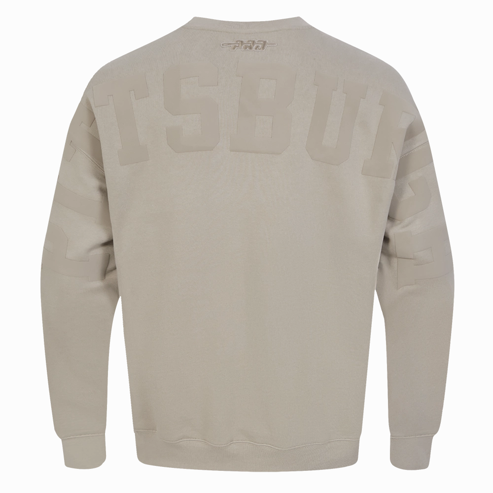 NFL PITTSBURGH STEELERS WINGSPAN MEN'S DROP SHOULDER FLEECE CREWNECK (TAUPE)