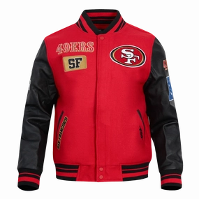NFL SAN FRANCISCO 49ERS AREA CODE MEN'S RIB WOOL VARSITY JACKET (RED/BLACK)
