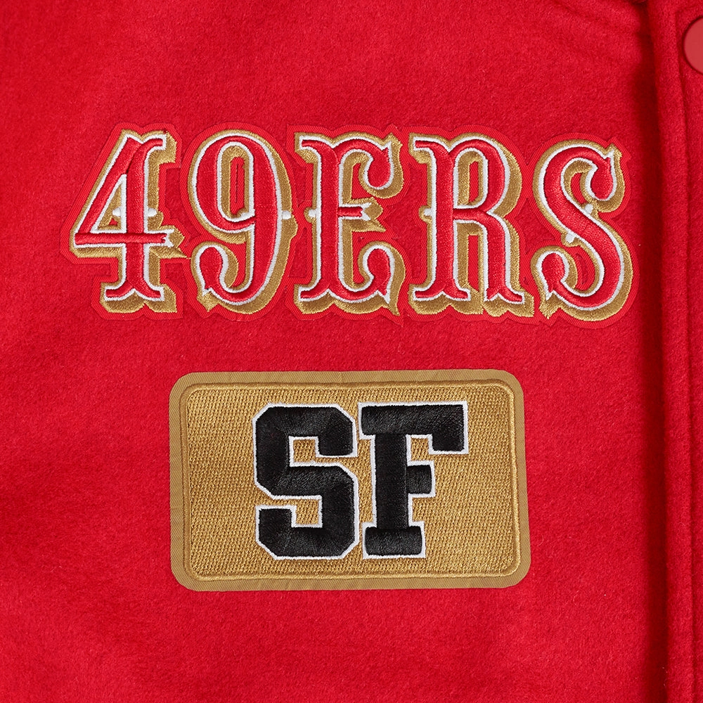 NFL SAN FRANCISCO 49ERS AREA CODE MEN'S RIB WOOL VARSITY JACKET (RED/BLACK)
