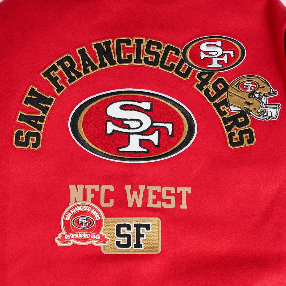 NFL SAN FRANCISCO 49ERS AREA CODE MEN'S RIB WOOL VARSITY JACKET (RED/BLACK)