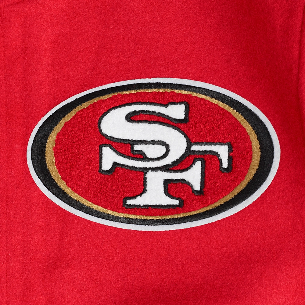 NFL SAN FRANCISCO 49ERS AREA CODE MEN'S RIB WOOL VARSITY JACKET (RED/BLACK)