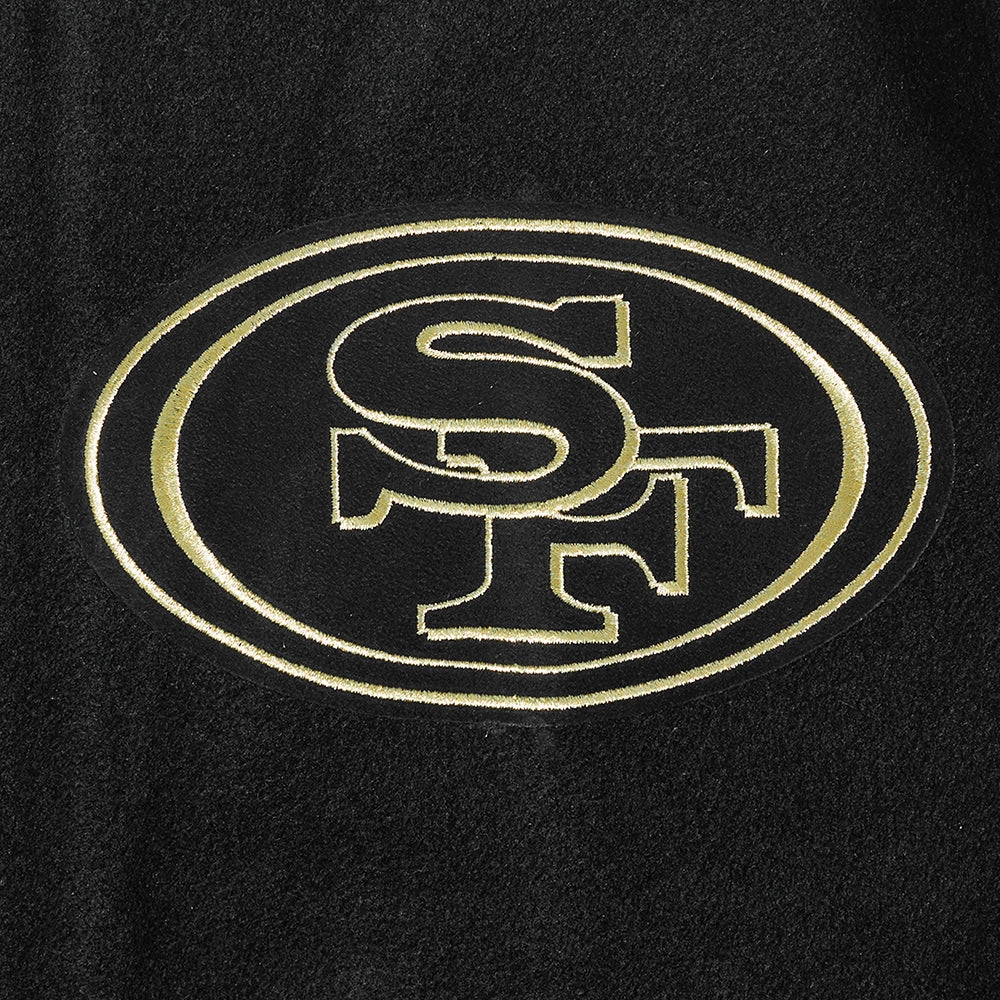 NFL SAN FRANCISCO 49ERS BLACK & GOLD MEN'S WOOL VARSITY JACKET (JET BLACK)