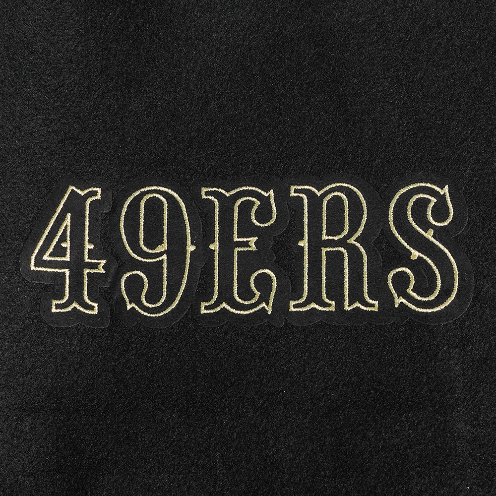 NFL SAN FRANCISCO 49ERS BLACK & GOLD MEN'S WOOL VARSITY JACKET (JET BLACK)
