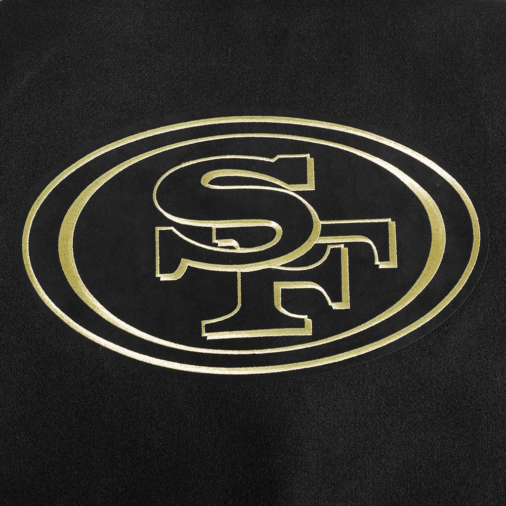 NFL SAN FRANCISCO 49ERS BLACK & GOLD MEN'S WOOL VARSITY JACKET (JET BLACK)