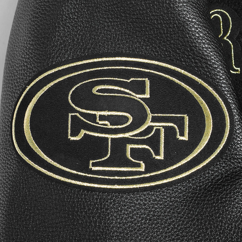 NFL SAN FRANCISCO 49ERS BLACK & GOLD MEN'S WOOL VARSITY JACKET (JET BLACK)