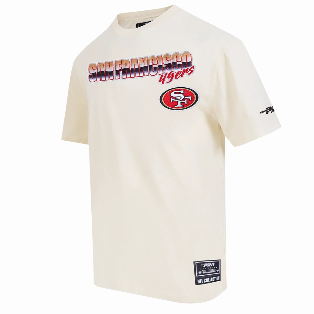 NFL SAN FRANCISCO 49ERS CHROME MEN'S COTTON JERSEY DROP SHOULDER TEE (EGGSHELL)