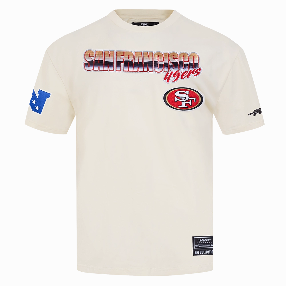 NFL SAN FRANCISCO 49ERS CHROME MEN'S COTTON JERSEY DROP SHOULDER TEE (EGGSHELL)