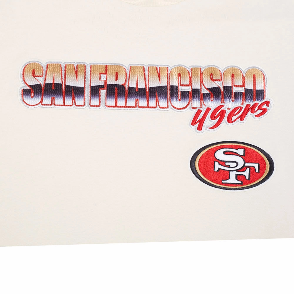 NFL SAN FRANCISCO 49ERS CHROME MEN'S COTTON JERSEY DROP SHOULDER TEE (EGGSHELL)