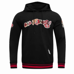 NFL SAN FRANCISCO 49ERS CITY RANSOM MEN'S RIB FLEECE PULLOVER HOODIE (BLACK/RED/BLACK)