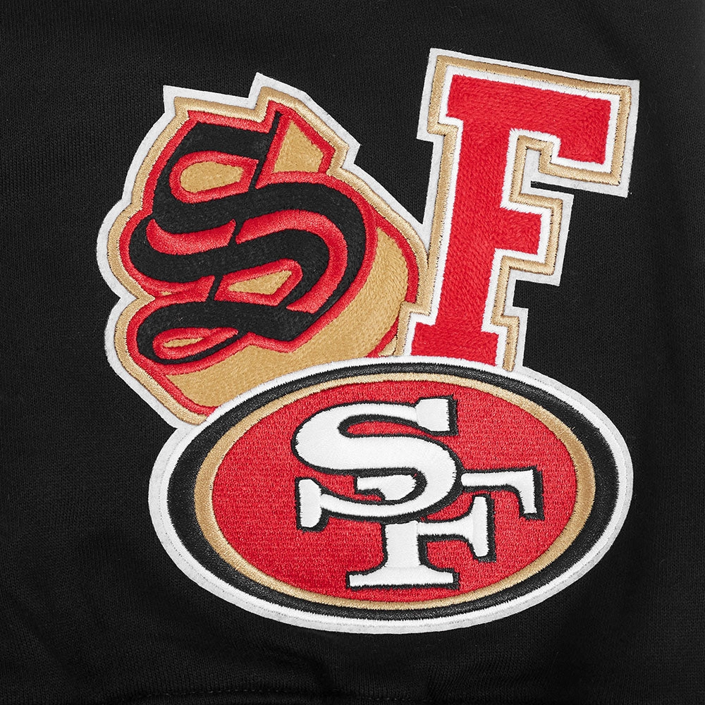 NFL SAN FRANCISCO 49ERS CITY RANSOM MEN'S RIB FLEECE PULLOVER HOODIE (BLACK/RED/BLACK)