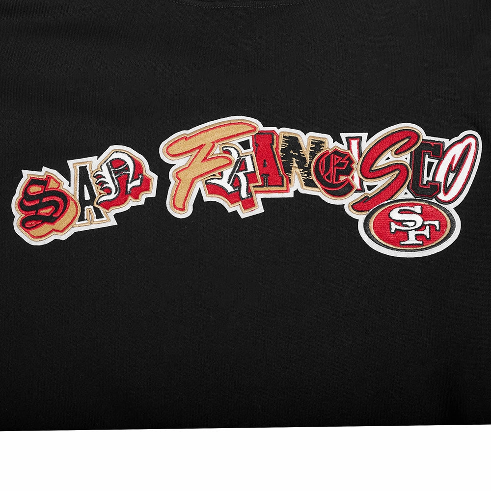 NFL SAN FRANCISCO 49ERS CITY RANSOM MEN'S RIB FLEECE PULLOVER HOODIE (BLACK/RED/BLACK)