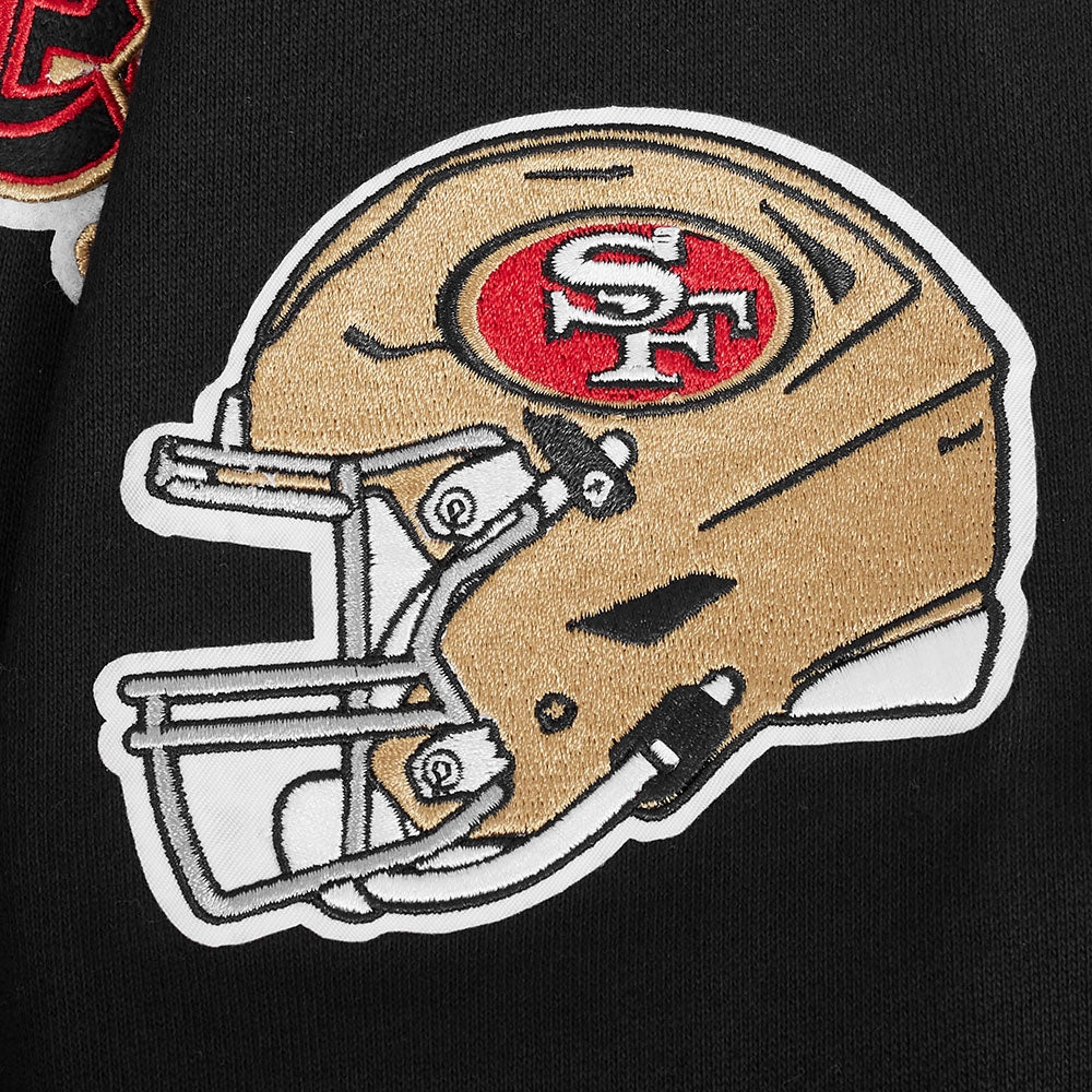 NFL SAN FRANCISCO 49ERS CITY RANSOM MEN'S RIB FLEECE PULLOVER HOODIE (BLACK/RED/BLACK)