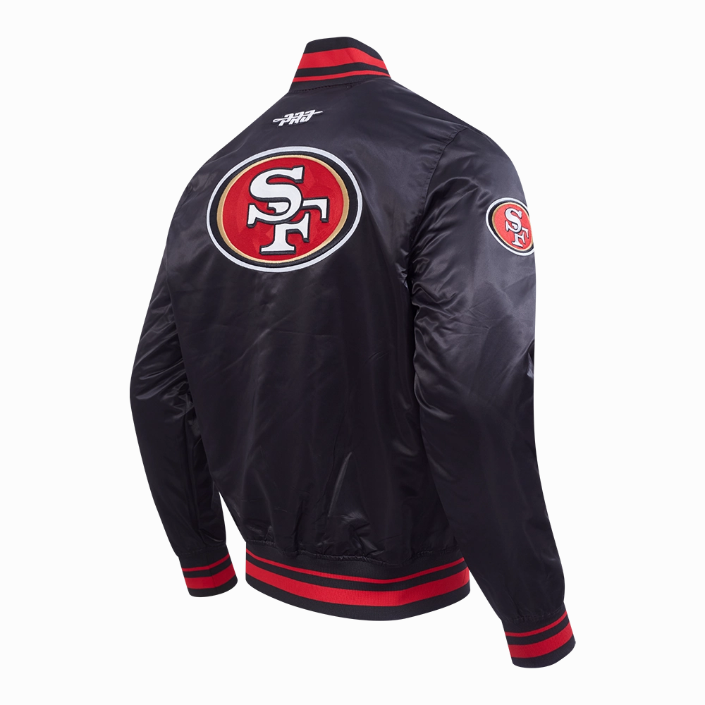 NFL SAN FRANCISCO 49ERS CITY RANSOM MEN'S RIB SATIN JACKET (BLACK/RED/BLACK)