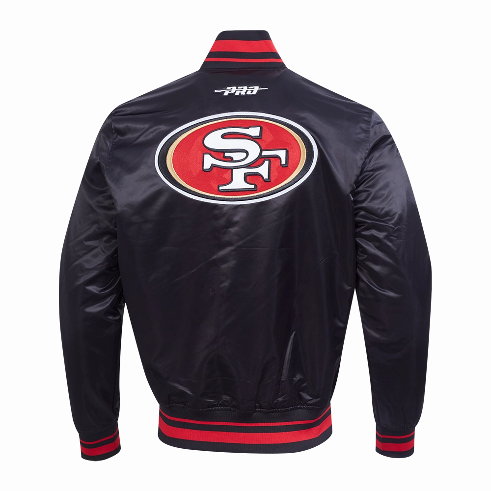 NFL SAN FRANCISCO 49ERS CITY RANSOM MEN'S RIB SATIN JACKET (BLACK/RED/BLACK)