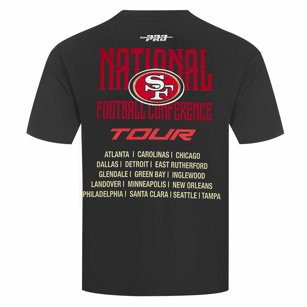 NFL SAN FRANCISCO 49ERS CITY TOUR 2.0 MEN'S COTTON JERSEY DROP SHOULDER TEE (BLACK)