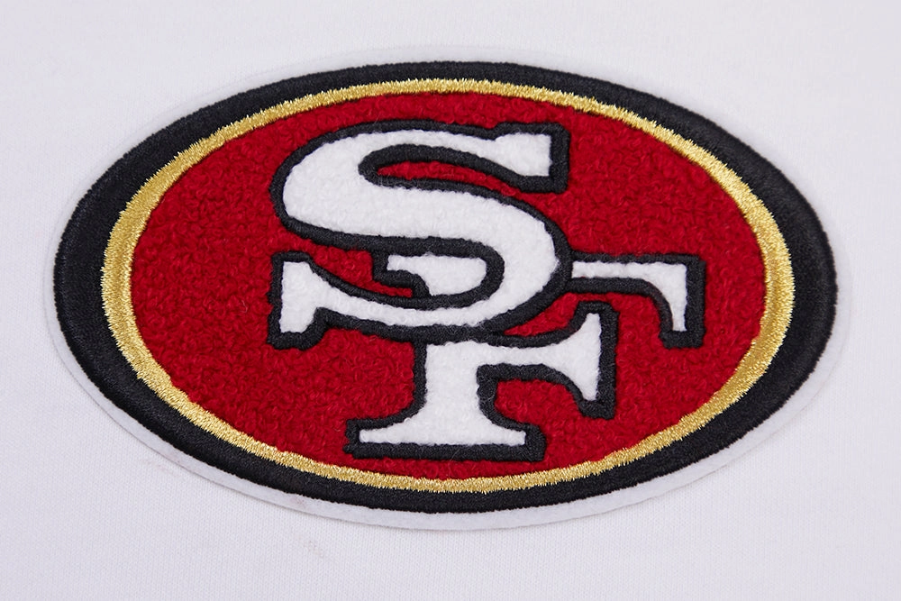 NFL SAN FRANCISCO 49ERS CLASSIC FLEECE CROPPED PULLOVER HOODIE (WHITE)