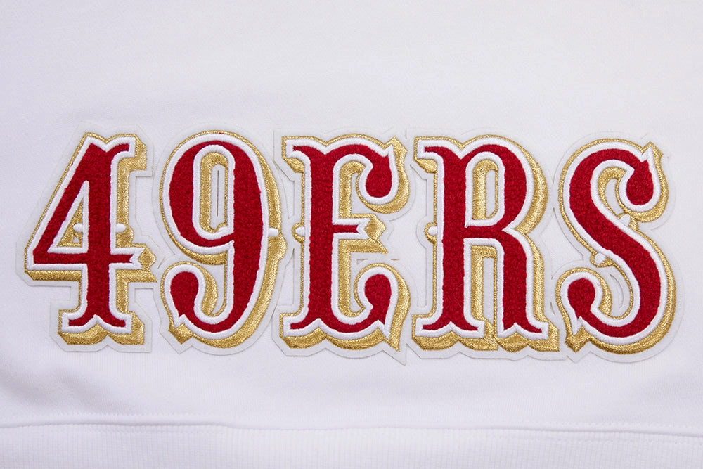 NFL SAN FRANCISCO 49ERS CLASSIC FLEECE CROPPED PULLOVER HOODIE (WHITE)
