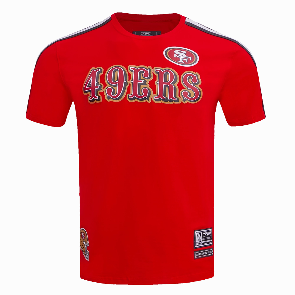 NFL SAN FRANCISCO 49ERS CLASSIC MESH STRIPED MEN'S TEE (RED/BLACK)