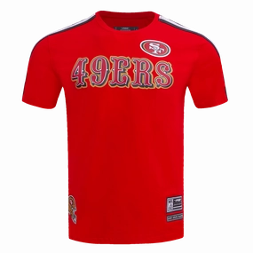 NFL SAN FRANCISCO 49ERS CLASSIC MESH STRIPED MEN'S TEE (RED/BLACK)