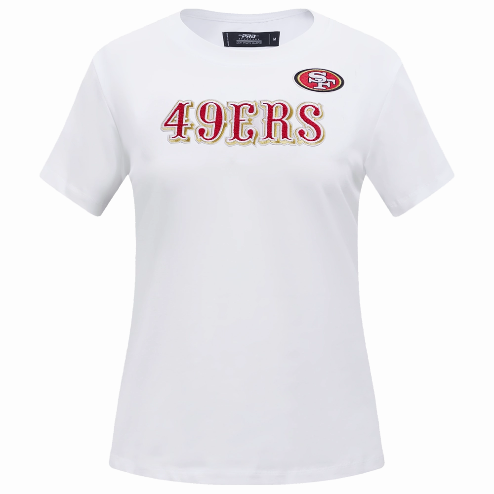 NFL SAN FRANCISCO 49ERS CLASSIC SHORT SLEEVE SINGLE JERSEY SLIM FIT TEE (WHITE)