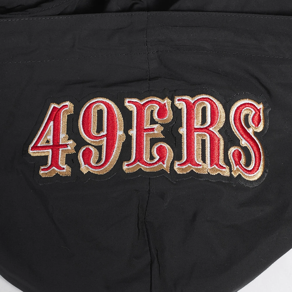 NFL SAN FRANCISCO 49ERS CLASSIC WIND SUIT MEN'S WOVEN FULL ZIP PULLOVER HOODIE (BLACK)