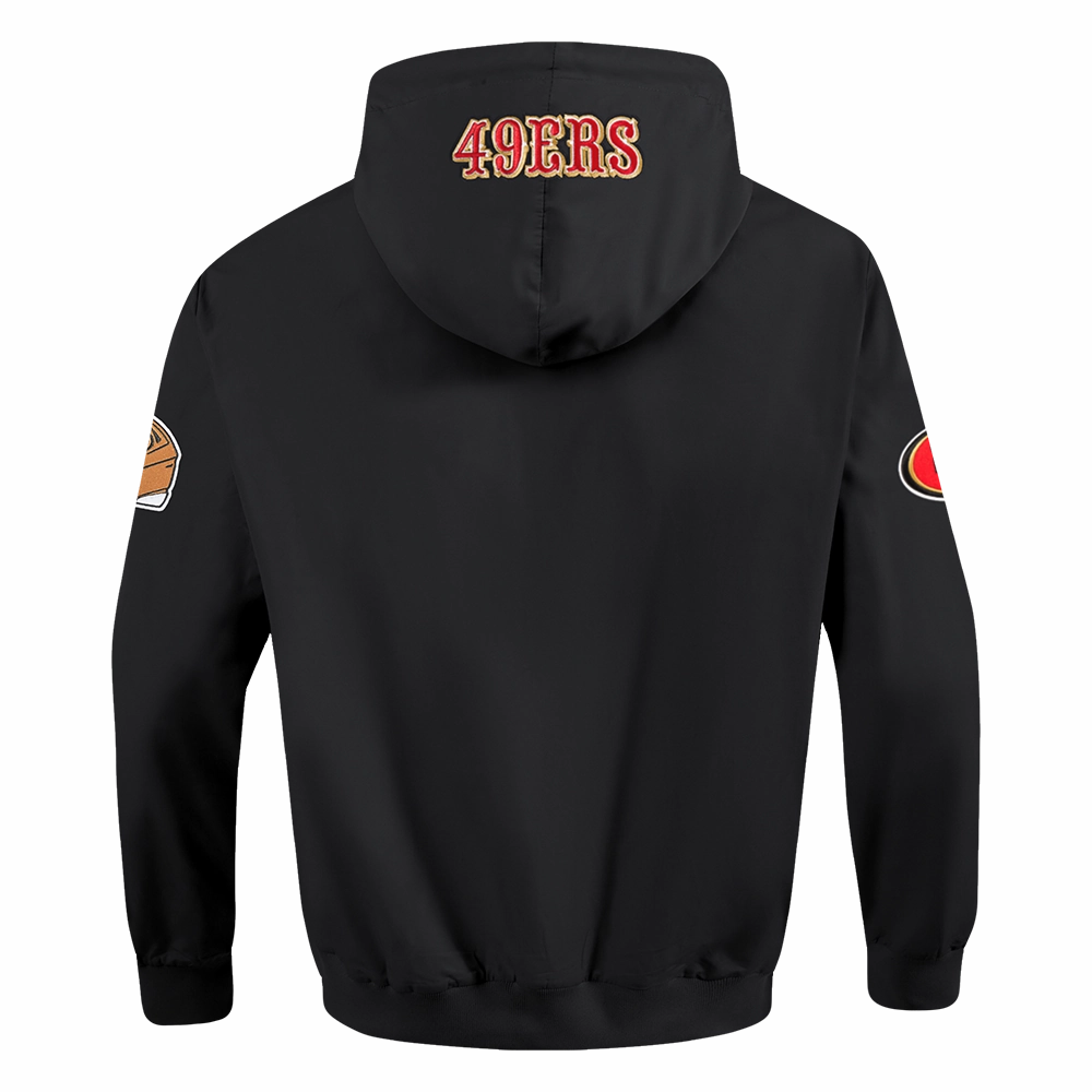 NFL SAN FRANCISCO 49ERS CLASSIC WIND SUIT MEN'S WOVEN FULL ZIP PULLOVER HOODIE (BLACK)