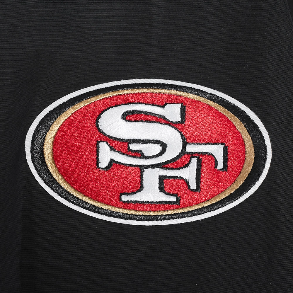 NFL SAN FRANCISCO 49ERS CLASSIC WIND SUIT MEN'S WOVEN FULL ZIP PULLOVER HOODIE (BLACK)
