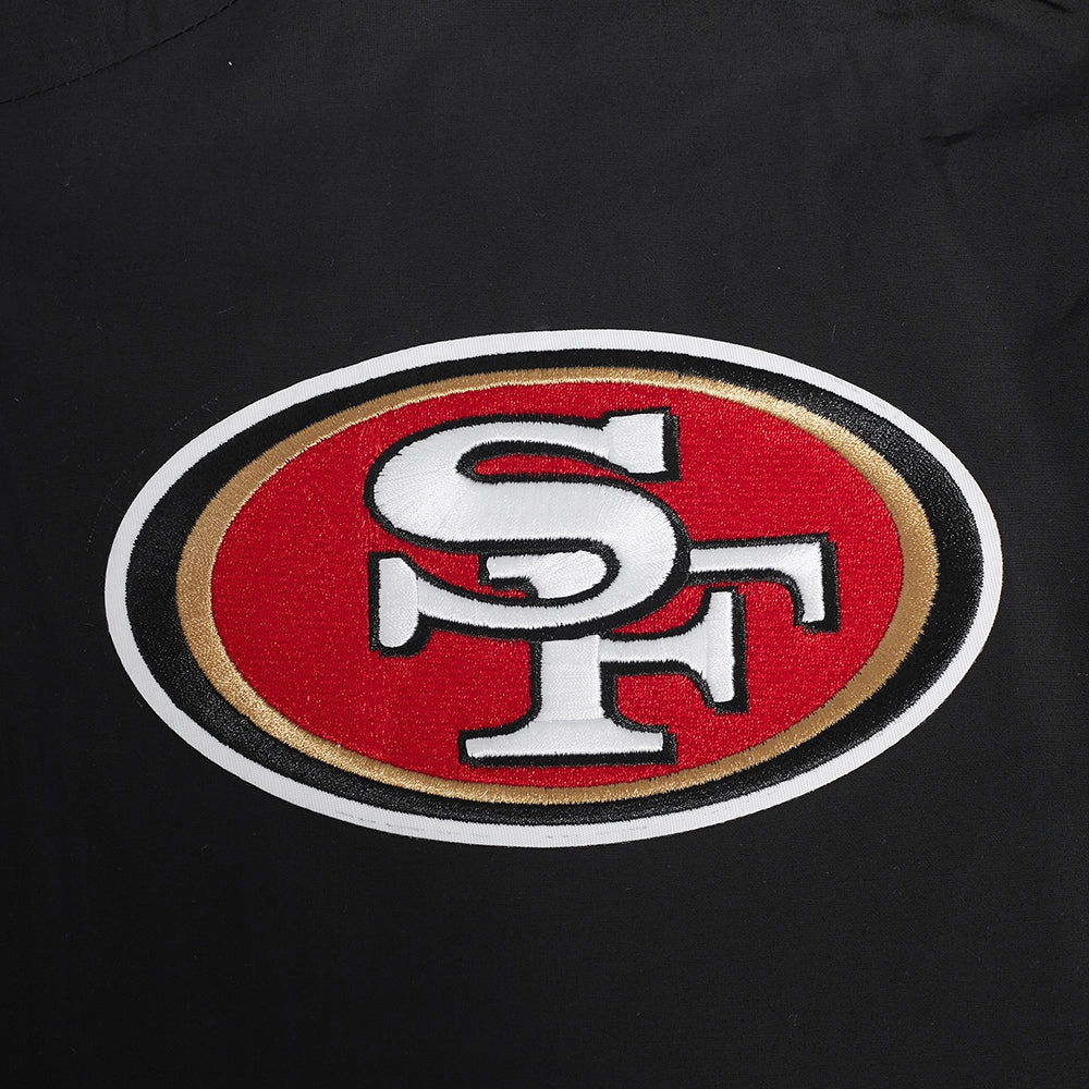 NFL SAN FRANCISCO 49ERS CLASSIC WIND SUIT MEN'S WOVEN FULL ZIP PULLOVER HOODIE (BLACK)
