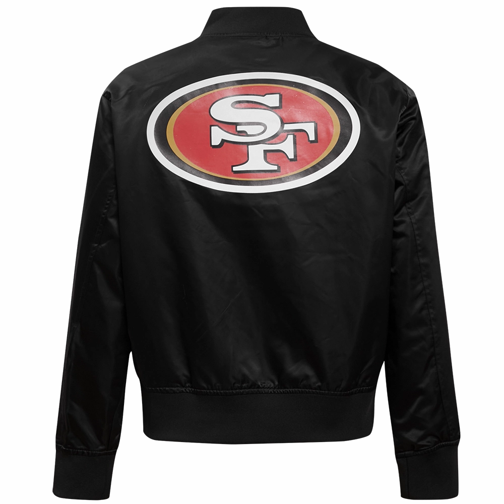 NFL SAN FRANCISCO 49ERS CLASSIC WOMEN'S SATIN JACKET (BLACK)