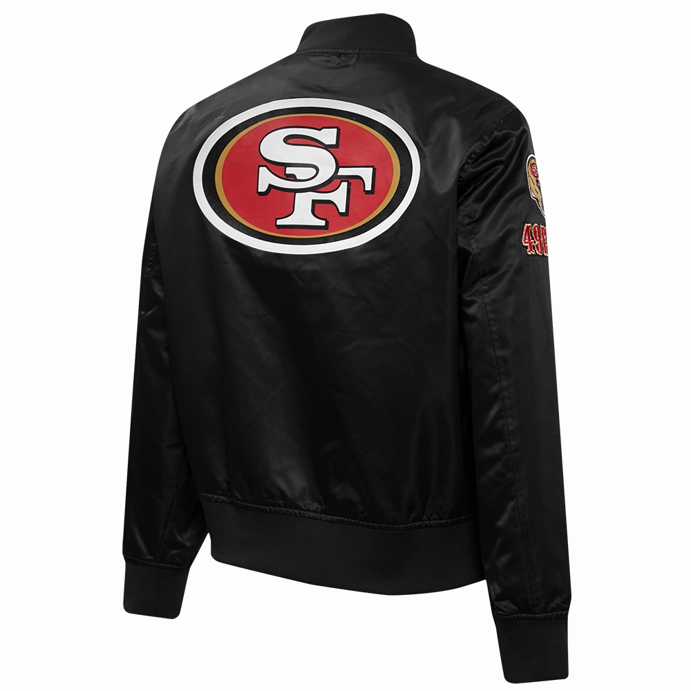 NFL SAN FRANCISCO 49ERS CLASSIC WOMEN'S SATIN JACKET (BLACK)