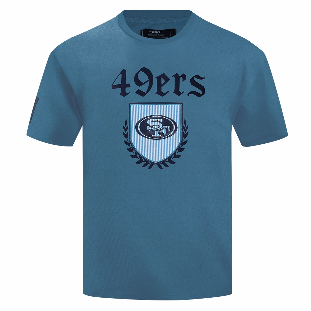 NFL SAN FRANCISCO 49ERS COUNTRY CLUB MEN'S COTTON JERSEY DROP SHOULDER TEE (STEEL BLUE)