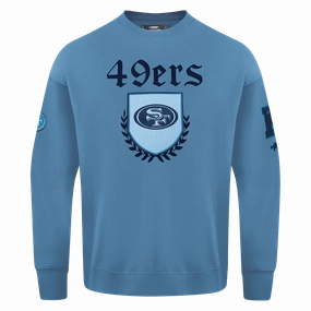 NFL SAN FRANCISCO 49ERS COUNTRY CLUB MEN'S DROP SHOULDER FLEECE CREWNECK (STEEL BLUE)