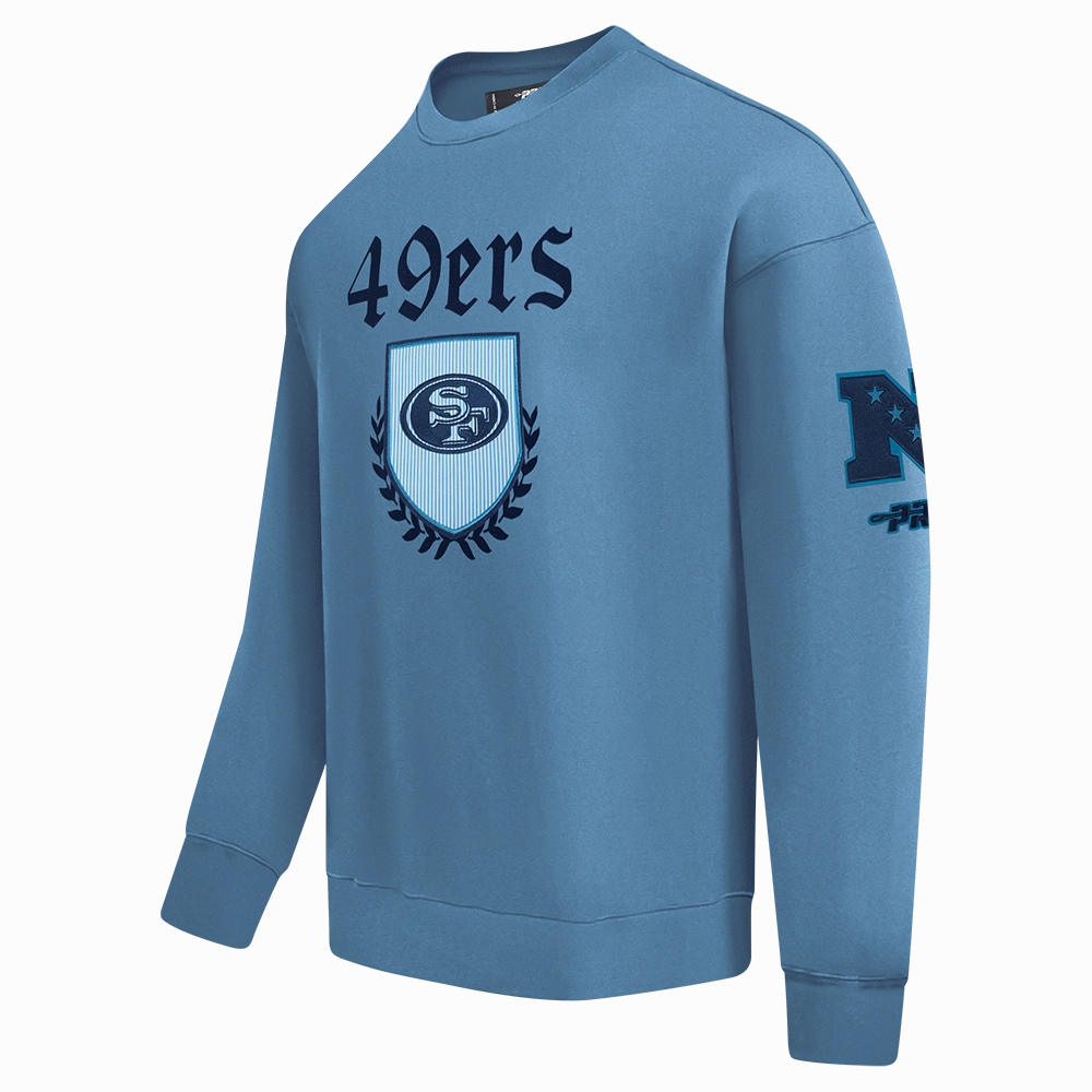 NFL SAN FRANCISCO 49ERS COUNTRY CLUB MEN'S DROP SHOULDER FLEECE CREWNECK (STEEL BLUE)