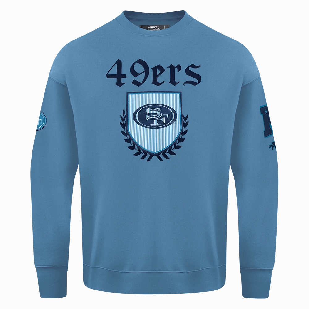 NFL SAN FRANCISCO 49ERS COUNTRY CLUB MEN'S DROP SHOULDER FLEECE CREWNECK (STEEL BLUE)