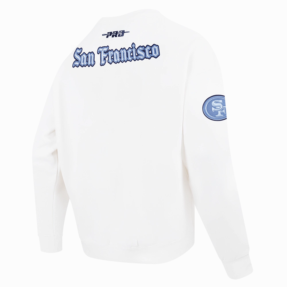 NFL SAN FRANCISCO 49ERS COUNTRY CLUB MEN'S DROP SHOULDER FLEECE CREWNECK (WHITE)