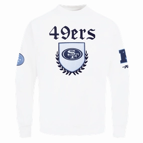 NFL SAN FRANCISCO 49ERS COUNTRY CLUB MEN'S DROP SHOULDER FLEECE CREWNECK (WHITE)