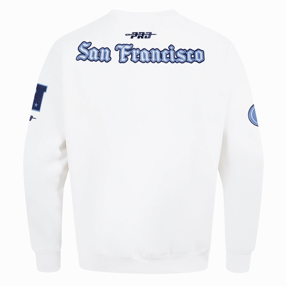 NFL SAN FRANCISCO 49ERS COUNTRY CLUB MEN'S DROP SHOULDER FLEECE CREWNECK (WHITE)