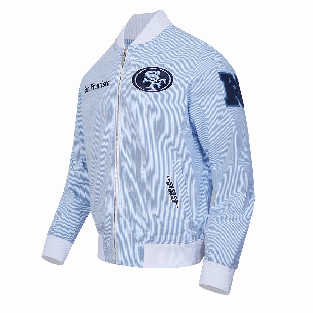 NFL SAN FRANCISCO 49ERS COUNTRY CLUB MEN'S SEERSUCKER JACKET (SEERSUCKER BLUE)