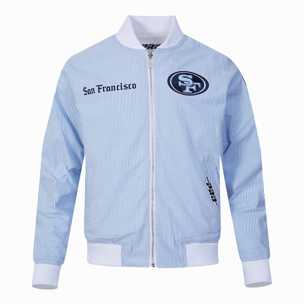 NFL SAN FRANCISCO 49ERS COUNTRY CLUB MEN'S SEERSUCKER JACKET (SEERSUCKER BLUE)