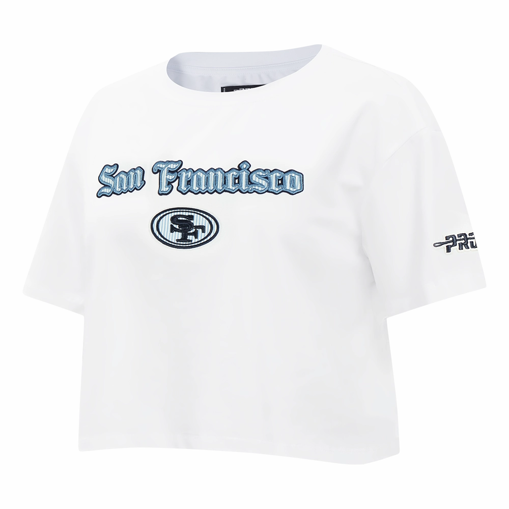 NFL SAN FRANCISCO 49ERS COUNTRY CLUB WOMEN'S MIDRIFF TEE (WHITE)