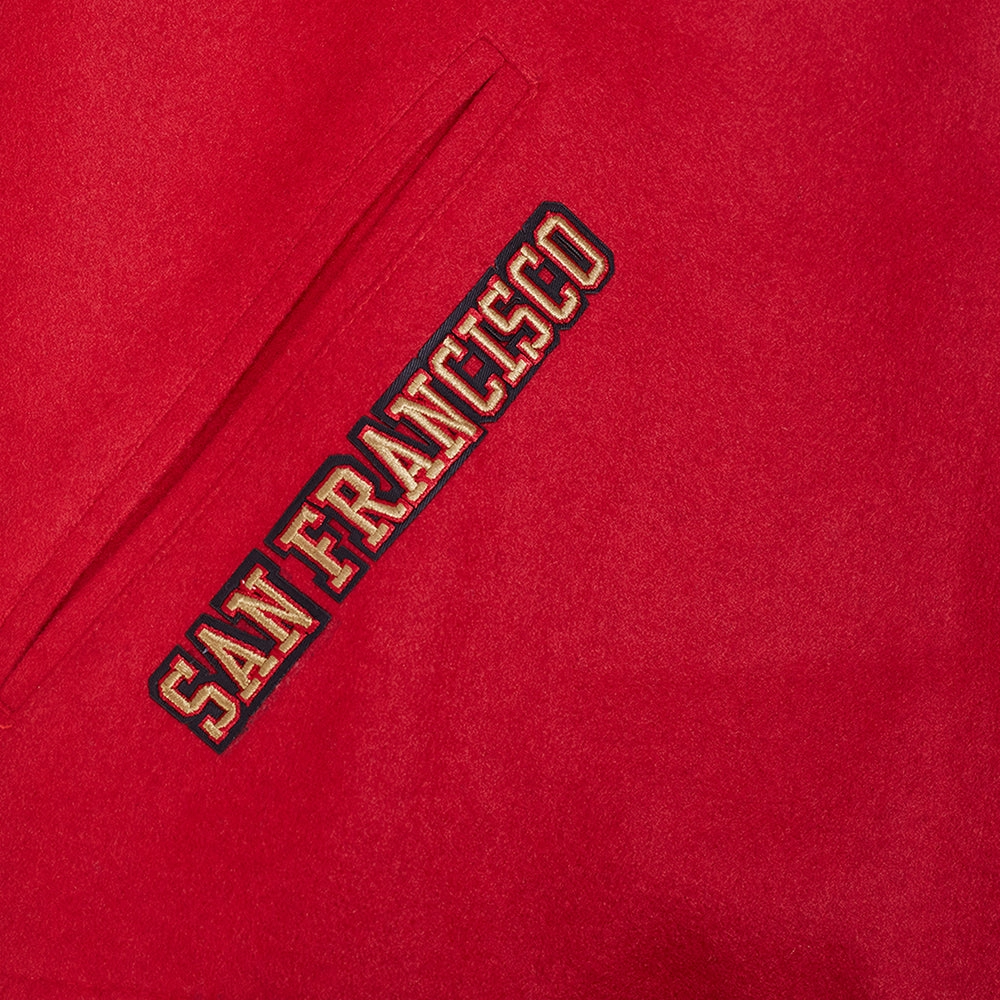 NFL SAN FRANCISCO 49ERS CREST EMBLEM MEN'S RIB WOOL VARSITY JACKET (RED/BLACK)