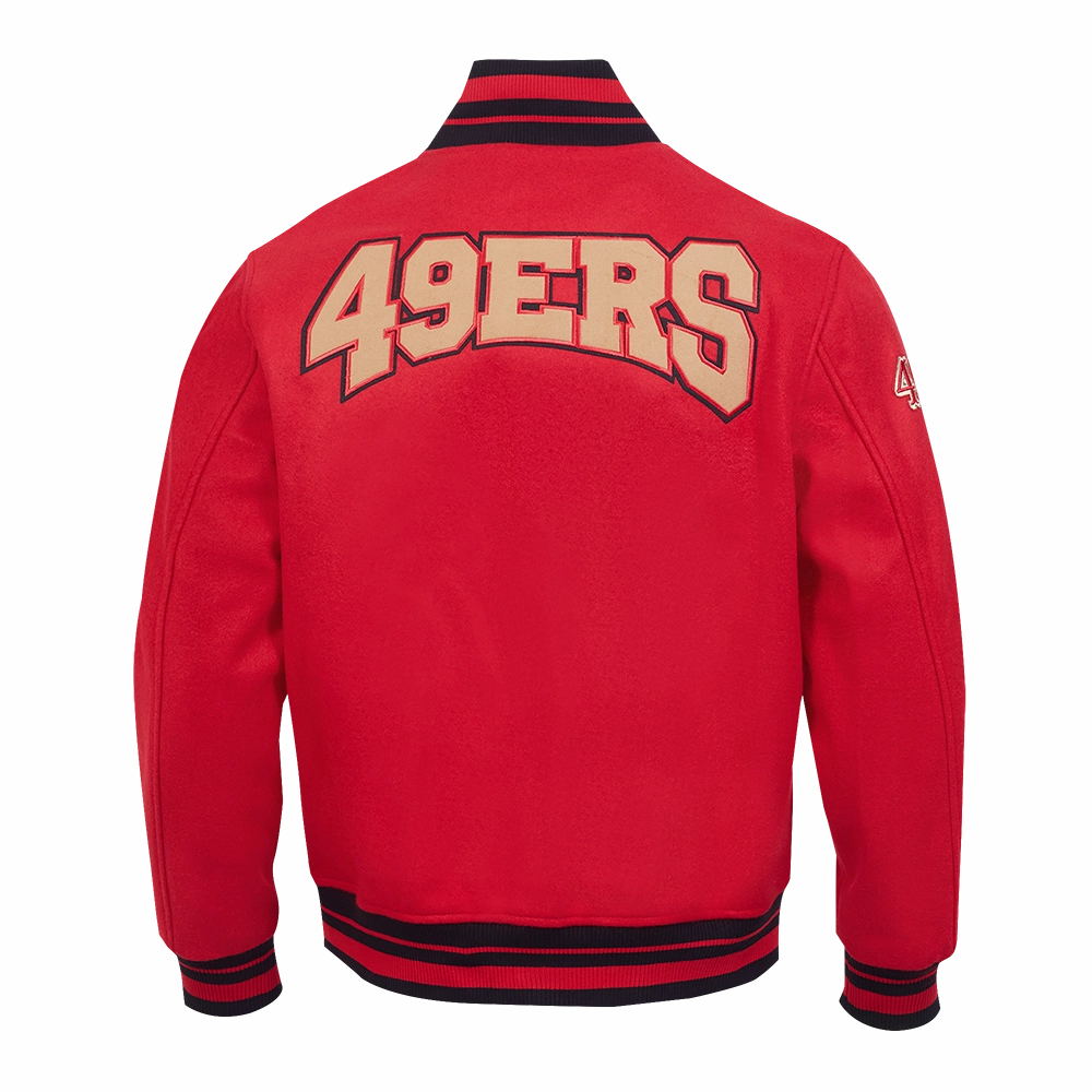 NFL SAN FRANCISCO 49ERS CREST EMBLEM MEN'S RIB WOOL VARSITY JACKET (RED/BLACK)
