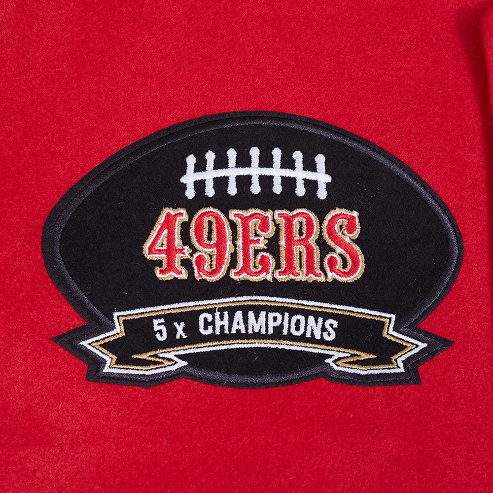 NFL SAN FRANCISCO 49ERS CREST EMBLEM MEN'S RIB WOOL VARSITY JACKET (RED/BLACK)